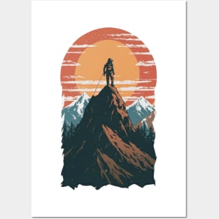 A lone mountaineer scaling a towering peak,adventure Posters and Art